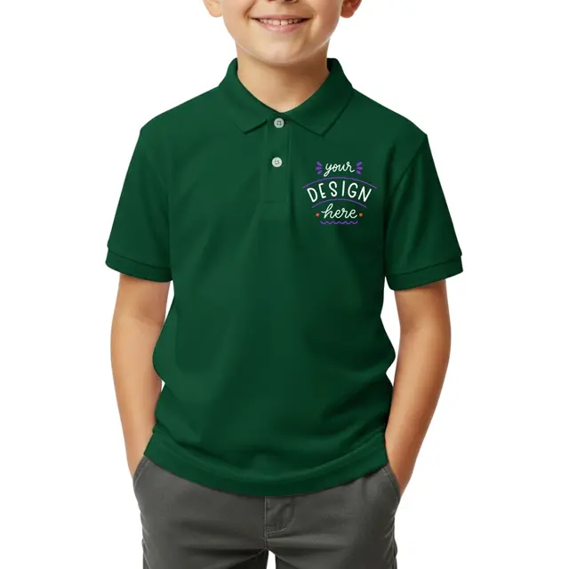 Hanes Youth 50/50 EcoSmart Jersey Knit Polo view 6