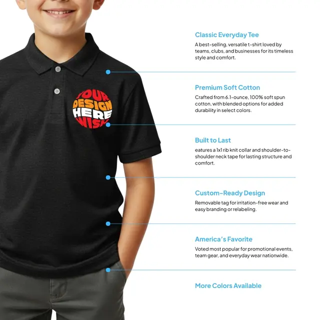 Youth Zone Sonic Heather Performance Polo view 2