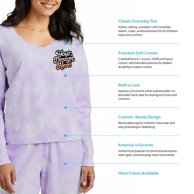 Port & Company® Women Beach Wash® Cloud Tie-Dye V-Neck Sweatshirt with Sweatpants view 2