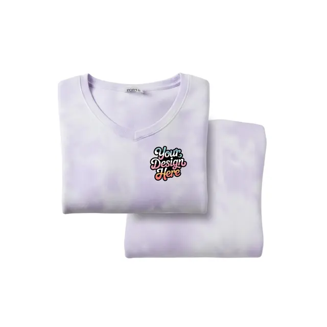 Port & Company® Women Beach Wash® Cloud Tie-Dye V-Neck Sweatshirt with Sweatpants view 5