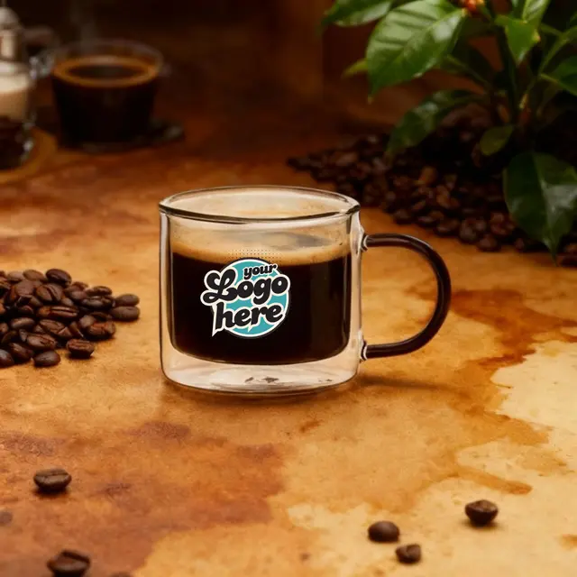 6 oz Double-Layer Transparent Glass Cup view 3