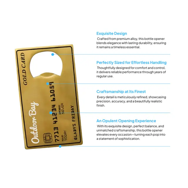 Gold Credit Card-Shaped Bottle Opener view 2
