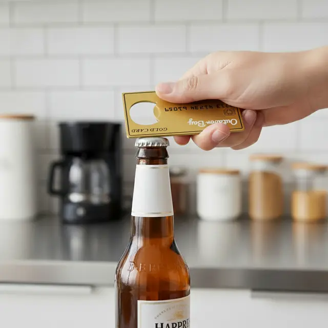 Gold Credit Card-Shaped Bottle Opener view 3