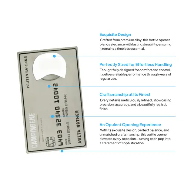 Platinum Credit Card-Shaped Bottle Opener view 2