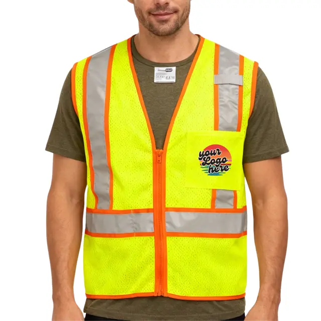 CornerStone® ANSI 107 Class 2 Mesh Zippered Two-Tone Vest view 5