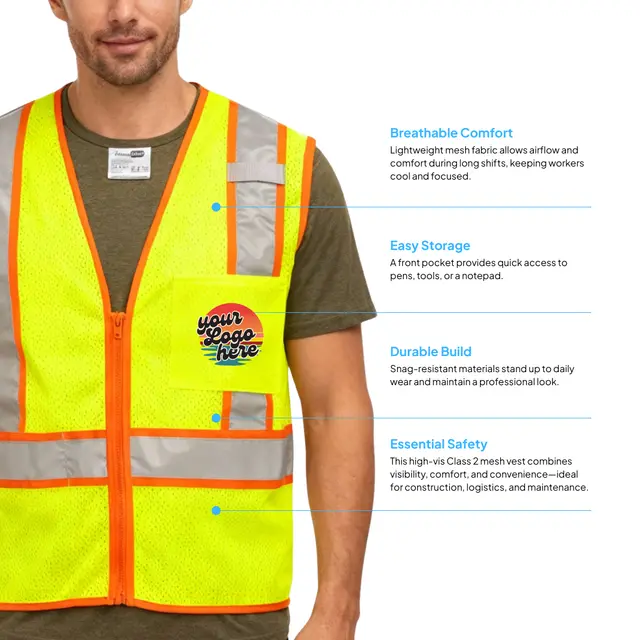 CornerStone® ANSI 107 Class 2 Mesh Zippered Two-Tone Vest view 2