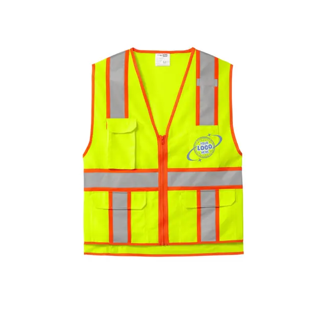 CornerStone® ANSI 107 Class 2 Surveyor Zippered Two-Tone Vest view 4