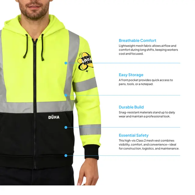 CornerStone® ANSI 107 Class 3 Heavy-Duty Fleece Full-Zip Hoodie view 2