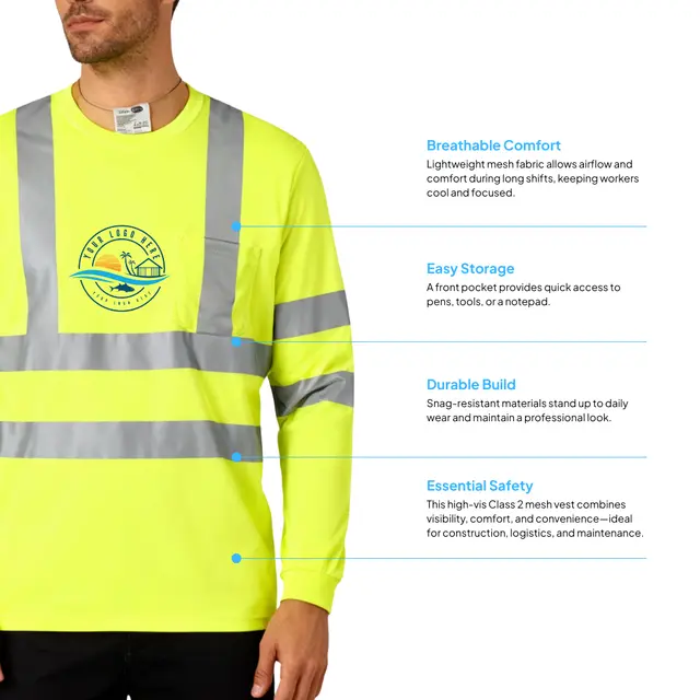CornerStone® ANSI 107 Class 3 Long Sleeve Snag-Resistant Reflective T-Shirt view 2