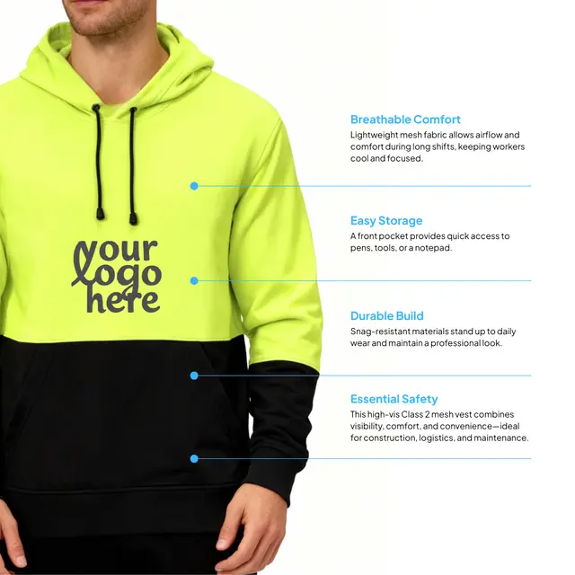 CornerStone® Enhanced Visibility Fleece Pullover Hoodie view 2