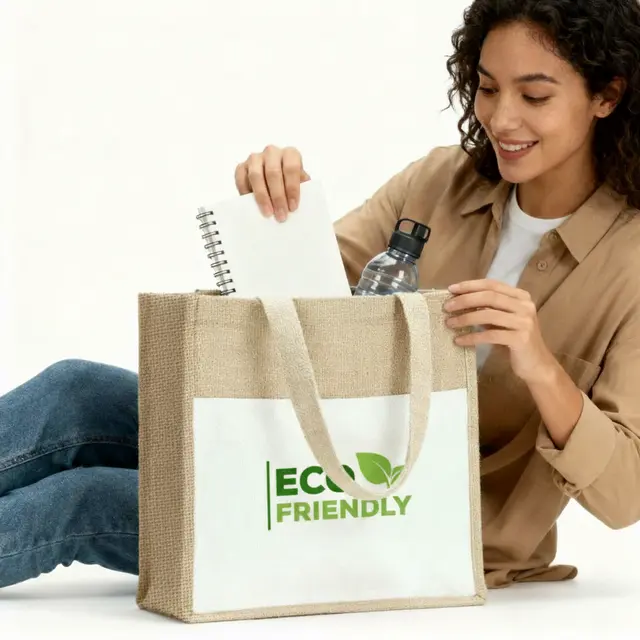 Recycled Cotton Jute Tote Bags view 8
