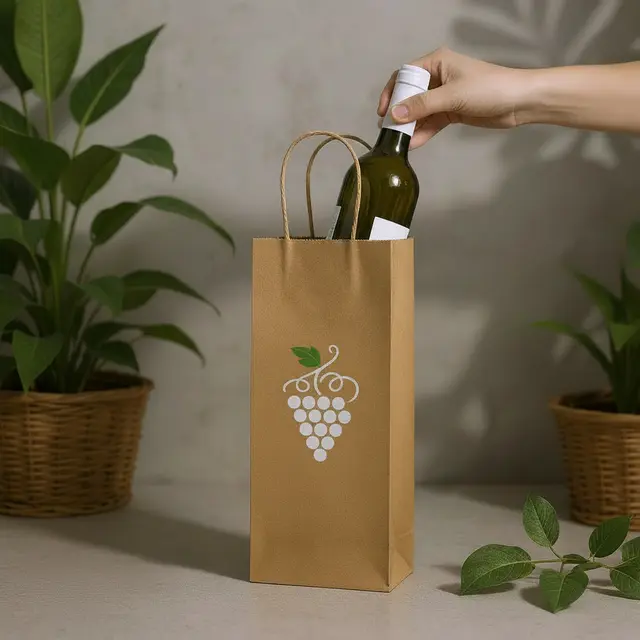 Kraft Paper Wine Tote Bags view 5