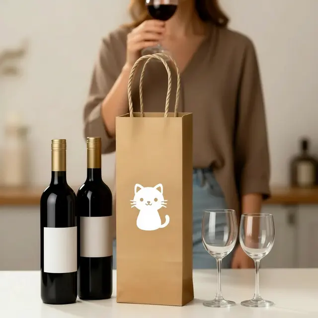 Kraft Paper Wine Tote Bags view 8