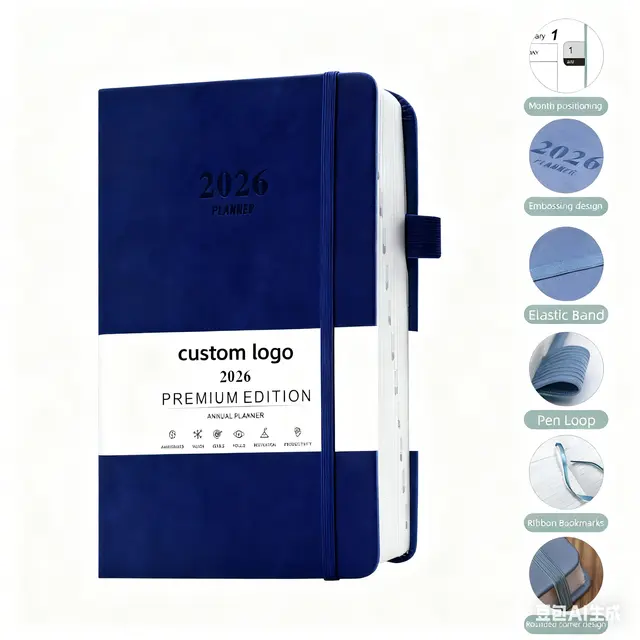 A5 Notebook Planner with Leather Hardcover view 3