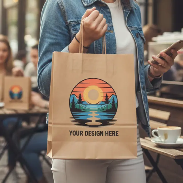 Khaki Kraft Paper Bags view 3