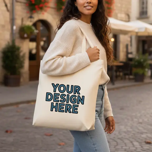 Jumbo Cotton Tote Bags (Natural) view 3