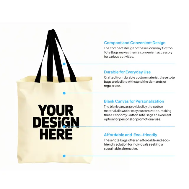 Cotton Grocery Tote Bags view 3