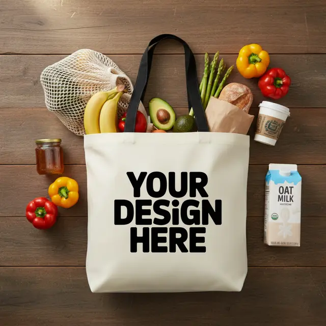 Cotton Grocery Tote Bags view 4