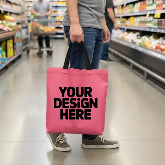Cotton Grocery Tote Bags view 5