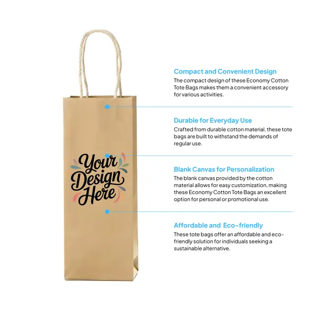 Kraft Paper Wine Tote Bags view 2