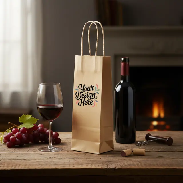 Kraft Paper Wine Tote Bags view 3