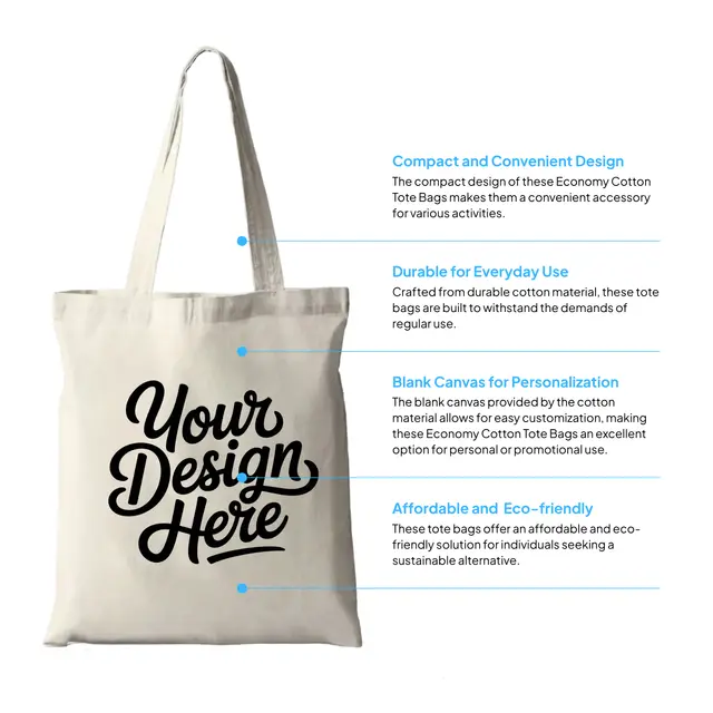 Heavy Weight Economy Tote Bags (Natural) view 2
