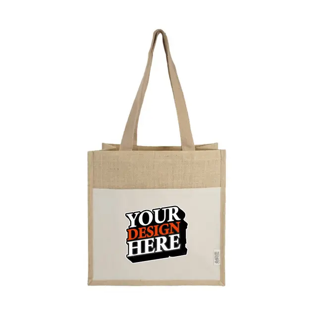 Recycled Cotton Jute Tote Bags view 2