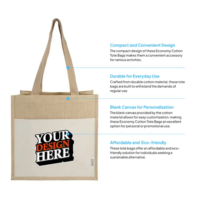 Recycled Cotton Jute Tote Bags view 3