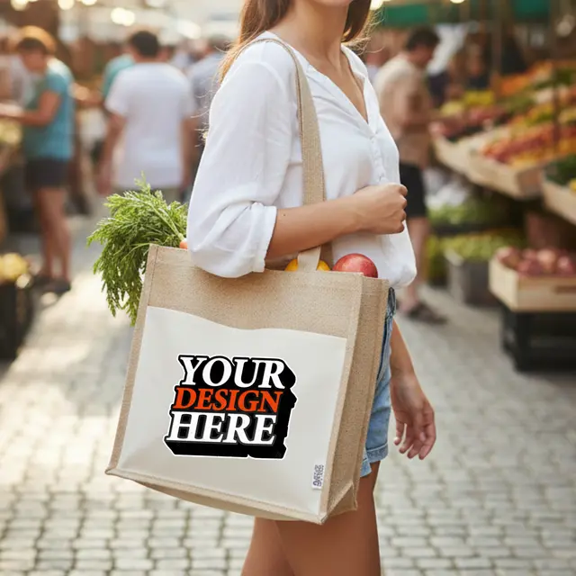 Recycled Cotton Jute Tote Bags view 4
