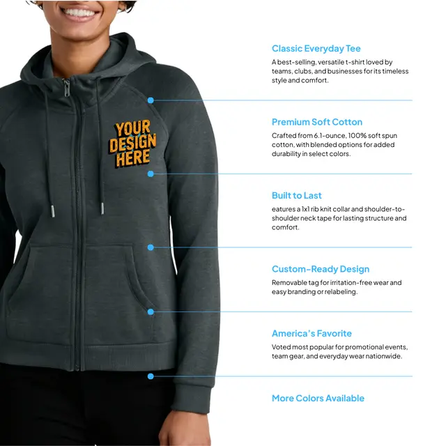 Allmade Women's Organic CVC Fleece Full-Zip Hoodie view 2