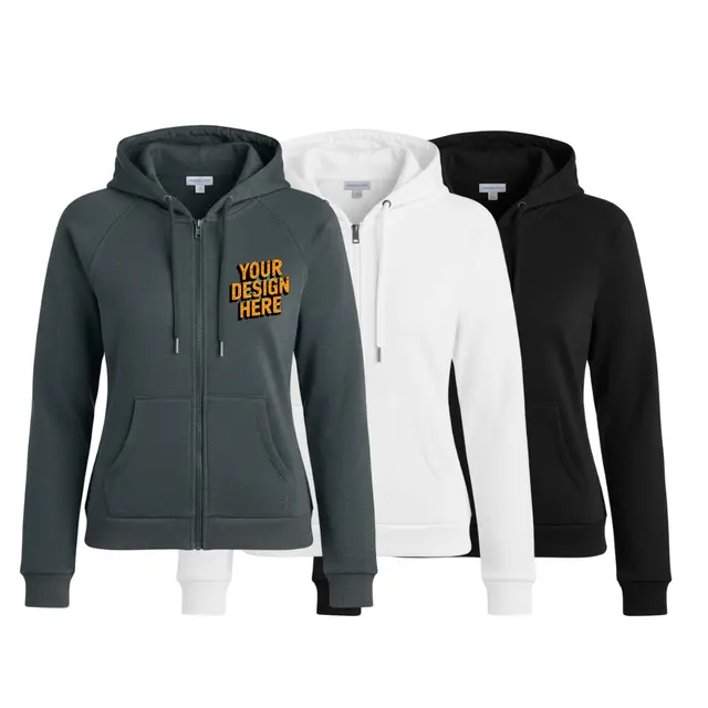 Allmade Women's Organic CVC Fleece Full-Zip Hoodie view 5