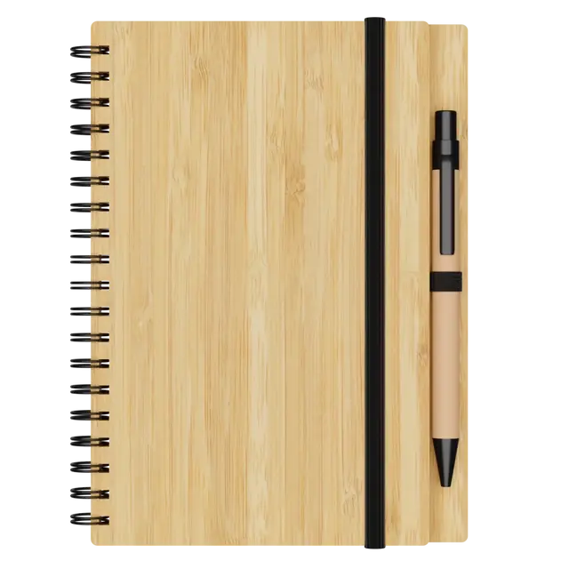 Small Engraved Bamboo Notebook & Pen view 2