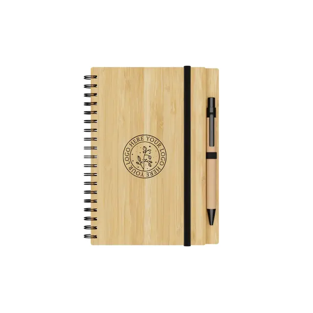Small Engraved Bamboo Notebook & Pen view 4