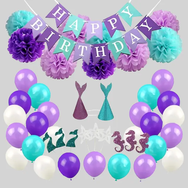 Mermaid Theme Birthday Kit view 1