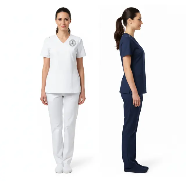 Economy Womens Mock Wrap Scrub Set view 6