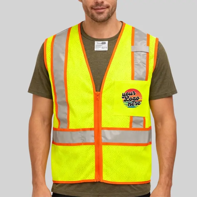 CornerStone® ANSI 107 Class 2 Mesh Zippered Two-Tone Vest view 1
