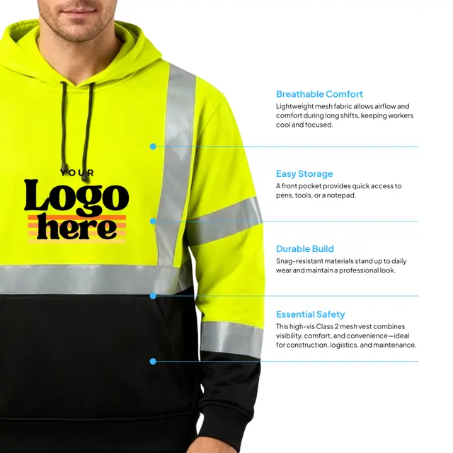 CornerStone® ANSI 107 Class 3 Heavy-Duty Fleece Pullover Hoodie view 3