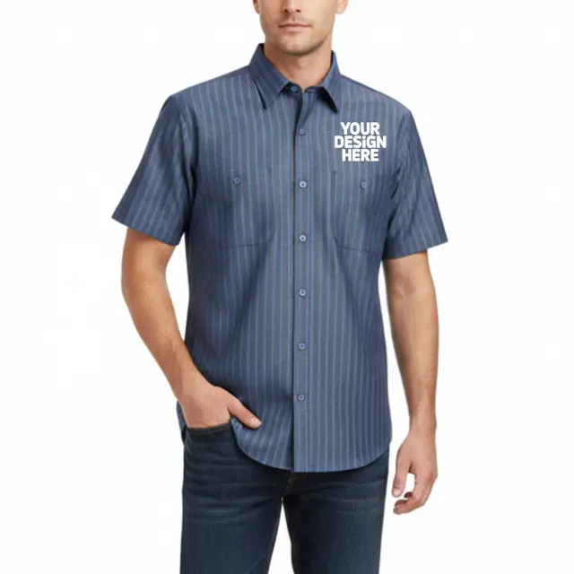 Red Kap® Short Sleeve Striped Industrial Work Shirt view 5