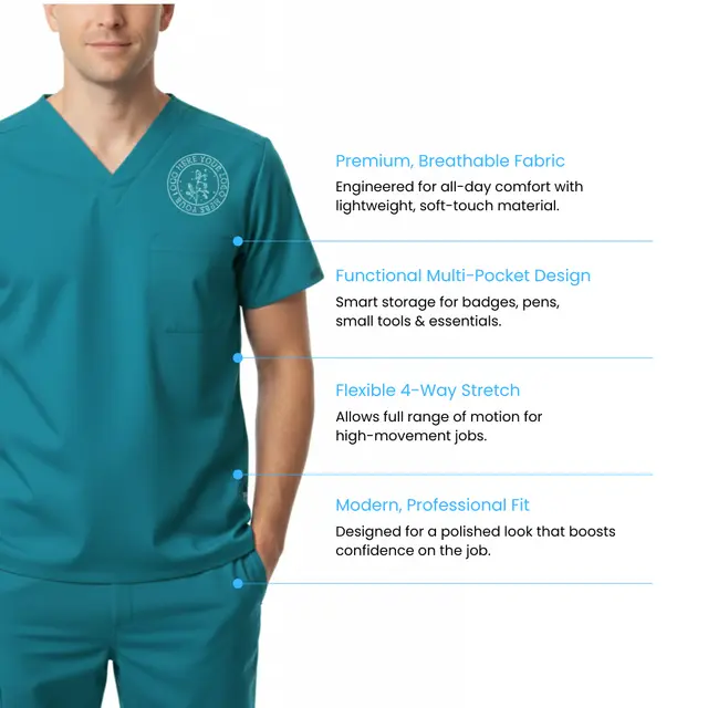 Wink® Unisex WorkFlex Chest Pocket V-Neck Top view 2