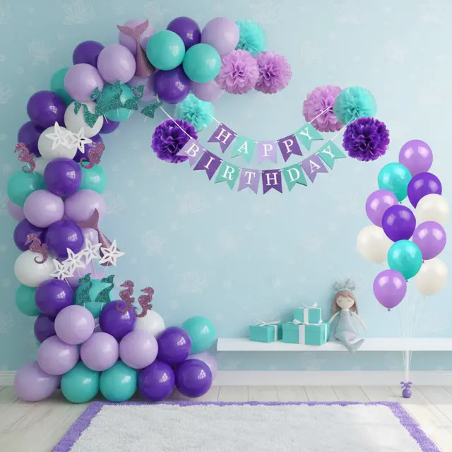 Mermaid Theme Birthday Kit view 2