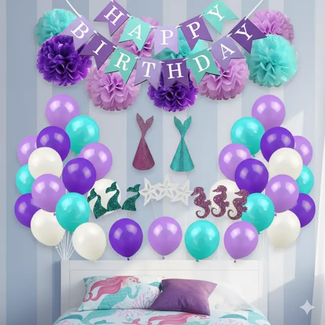 Mermaid Theme Birthday Kit view 4