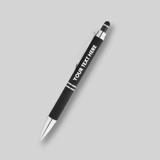 Custom Hex Grip Soft Touch Stylus Pens - Full Color Imprint view 1