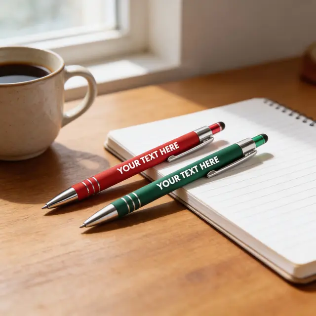 Custom Serena Stylus Soft Touch Happy Holiday Pens view 2