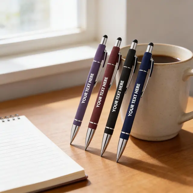 Custom Velour Soft Touch Stylus Pens view 3