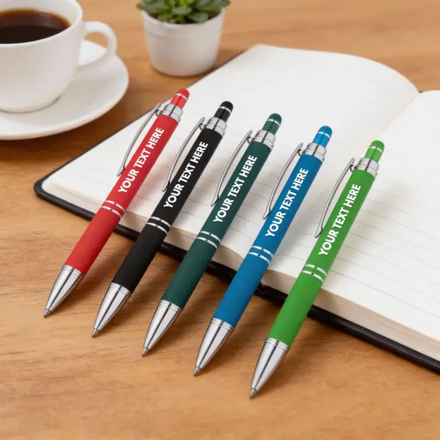 Custom Hex Grip Soft Touch Stylus Pens view 4