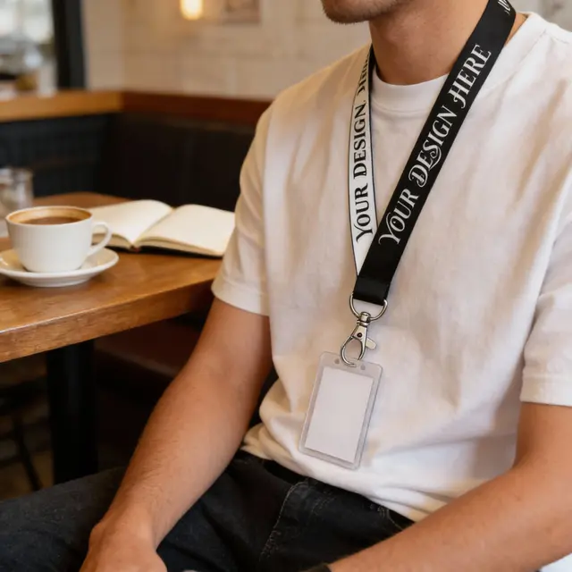 Custom Woven Lanyard With Badge Holders view 2