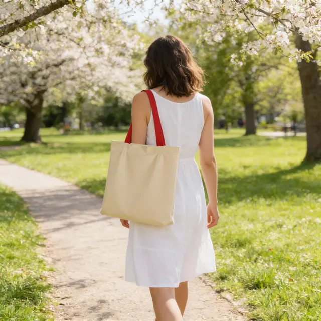 Blank Two Tone Cotton Tote Bag view 4
