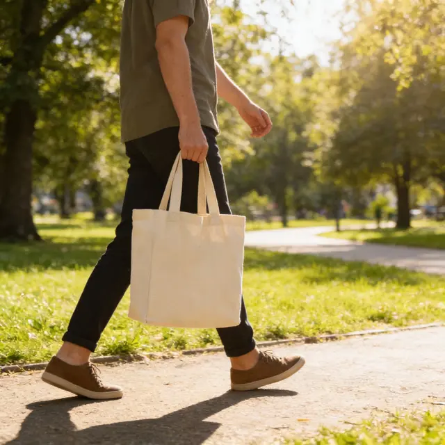 Blank Small Cotton Canvas Tote Bag view 3