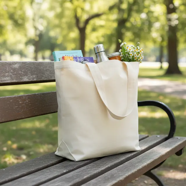 Blank Small Cotton Canvas Tote Bag view 6