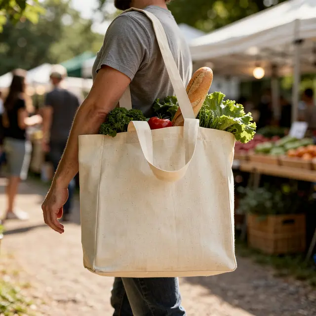 Blank Small Cotton Canvas Tote Bag view 7